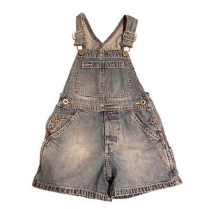 GAP Kids Denim Overalls Shorts XXS Adjustable Straps Pockets Blue Jeans